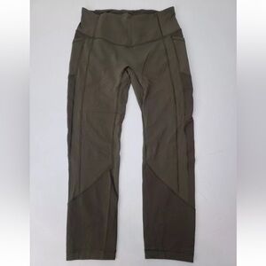 Lululemon All The Right Places Crop II 23'' Leggings Dark Olive Pockets Size 10